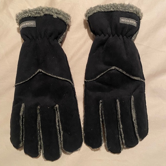 Woolrich Women’s Large Gloves Faux Suede Fleece Lined Black And Gray - Picture 1 of 7